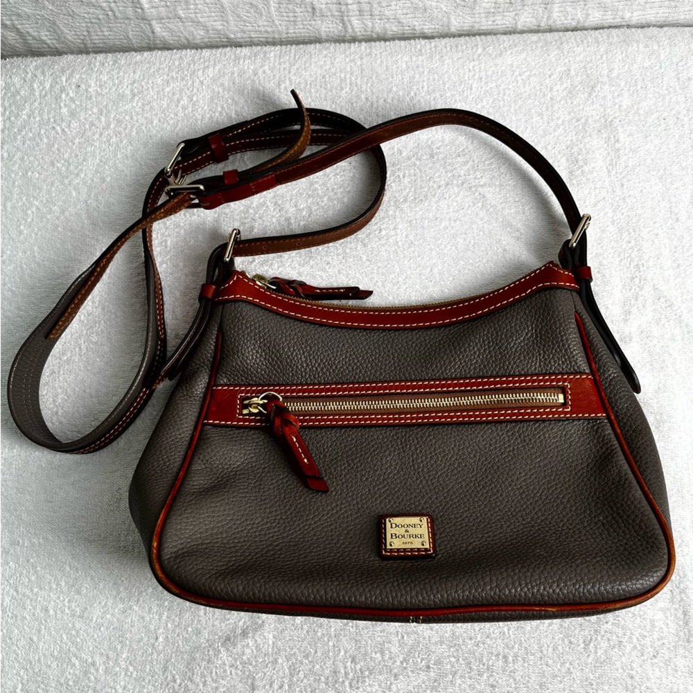 Dooney Bourke Piper Pebbled Leather Crossbody Bag Elephant Grey Gold Hardware